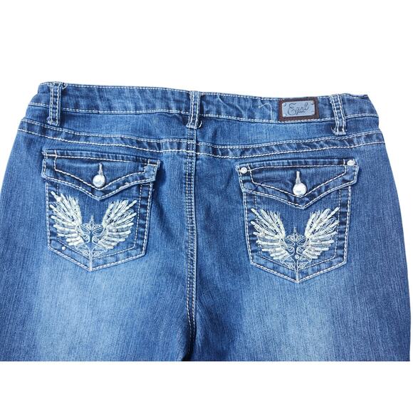 Earl Jean Women's Jeans Size 14 Blue Bootcut Embellished Rhinestone Pockets - Picture 3 of 9